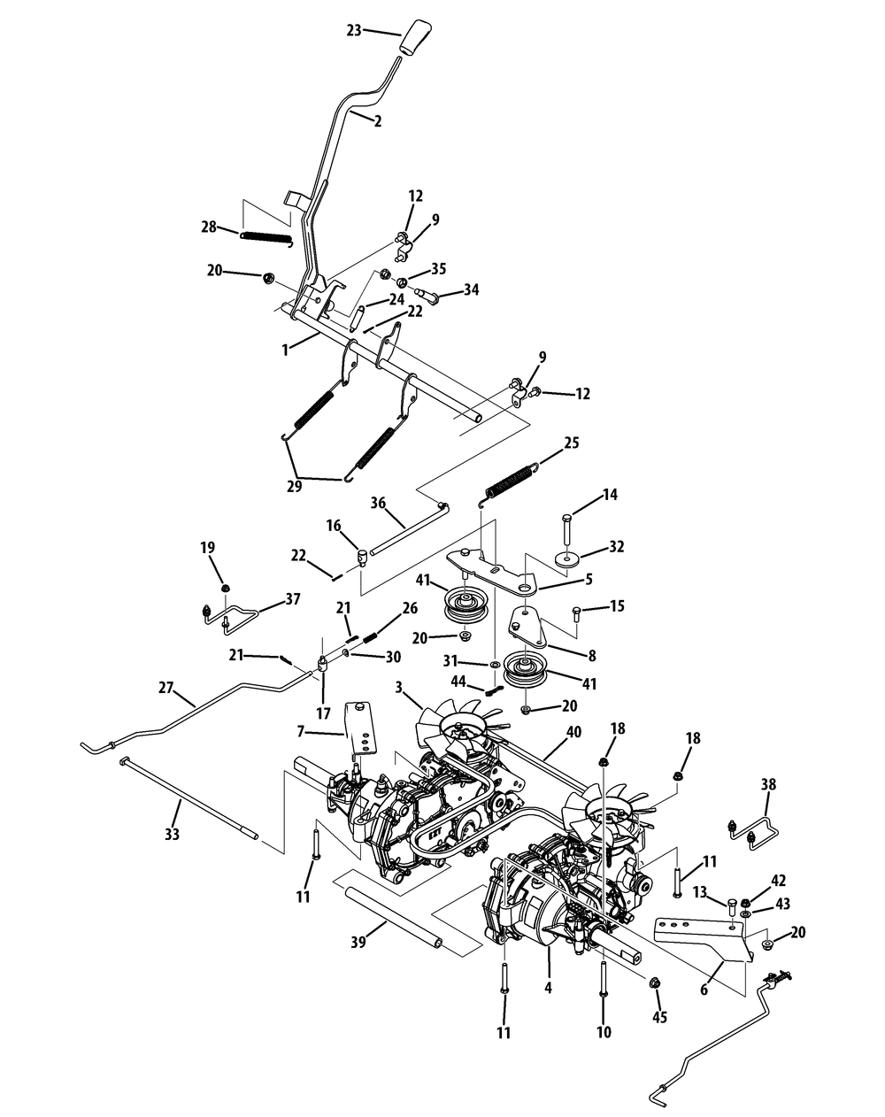 Drive System 48-Inch Deck Diagram and Parts List for Z-FORCES48 (17AI5BHB-17AI5BHB010-17AI5BHB210)(2012) Cub Cadet Lawn Tractor